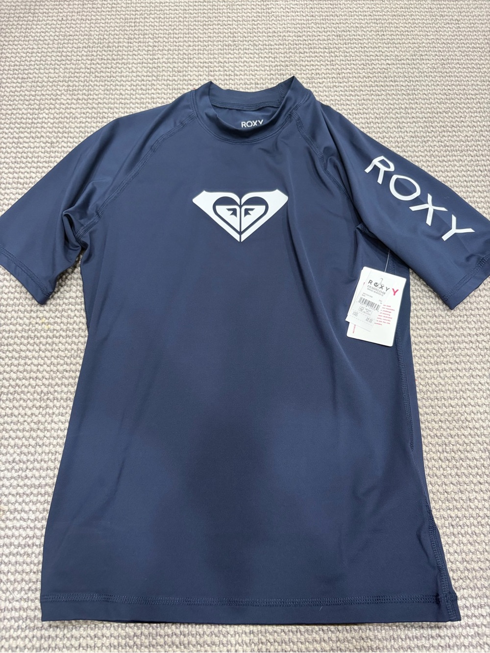 NWT Roxy Women's Navy Short-Sleeve Rash Guard - Picture 3 of 3